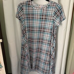 Lularoe plaid women’s dress blue and grey size large